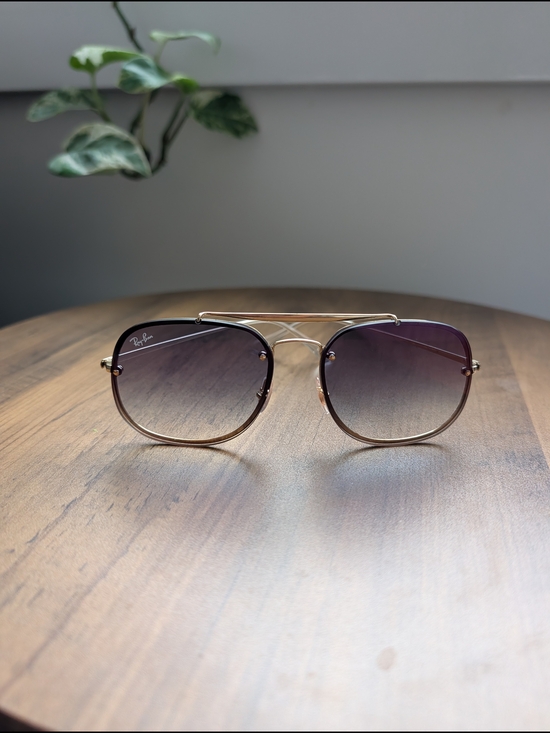 Ray-Ban Accessories - Ray-Ban Gold Frame Sunglasses with Gradient Blue Lenses